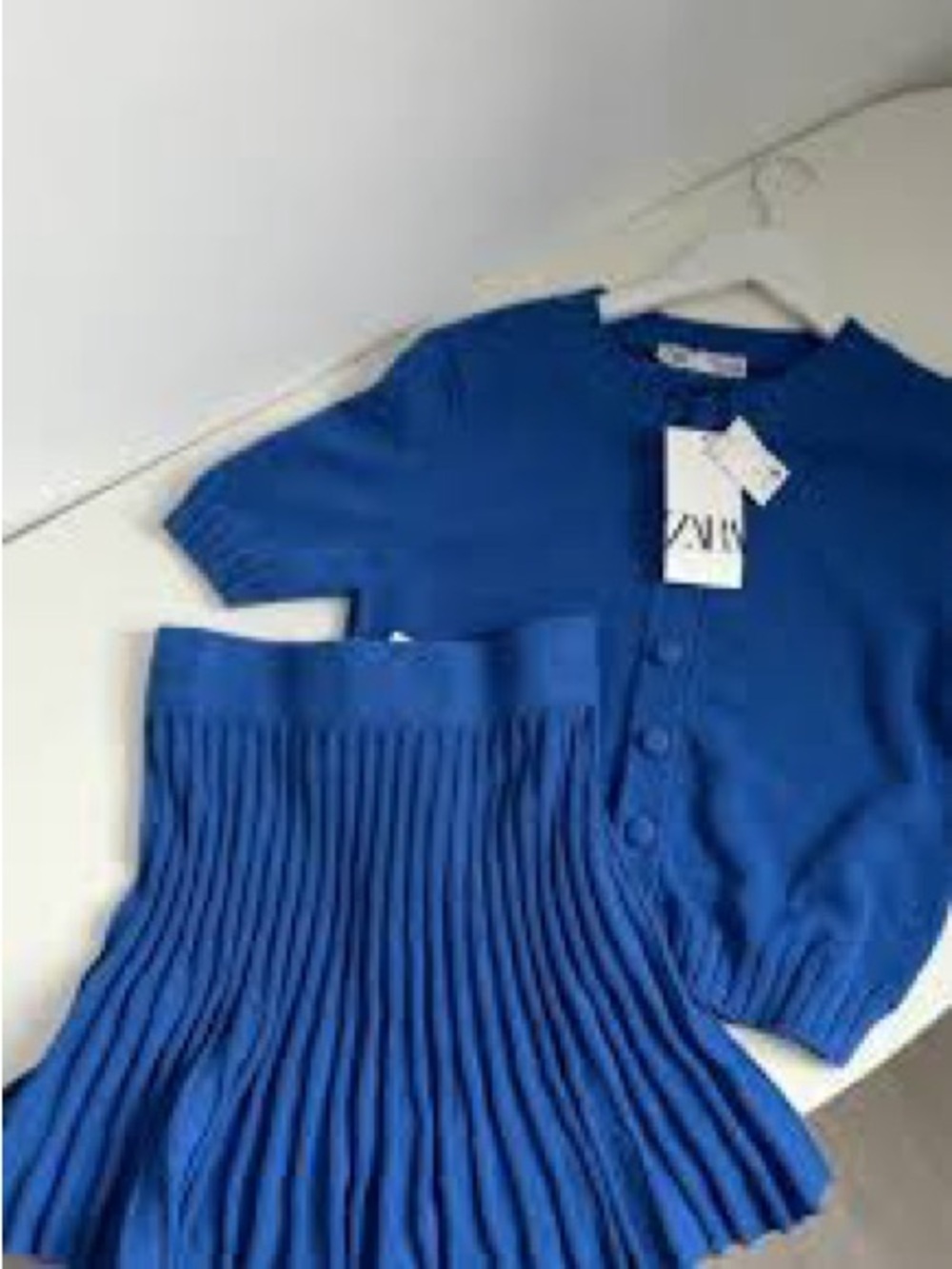 NWT Zara Cobalt Blue Ribbed Knit Skirt - Picture 2 of 5